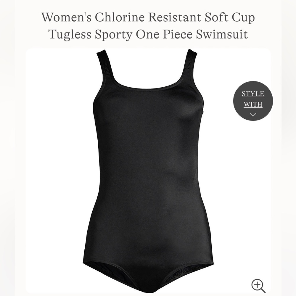 Women's Chlorine Resistant Soft Cup Tugless Sporty One Piece Swimsuit - NWOT